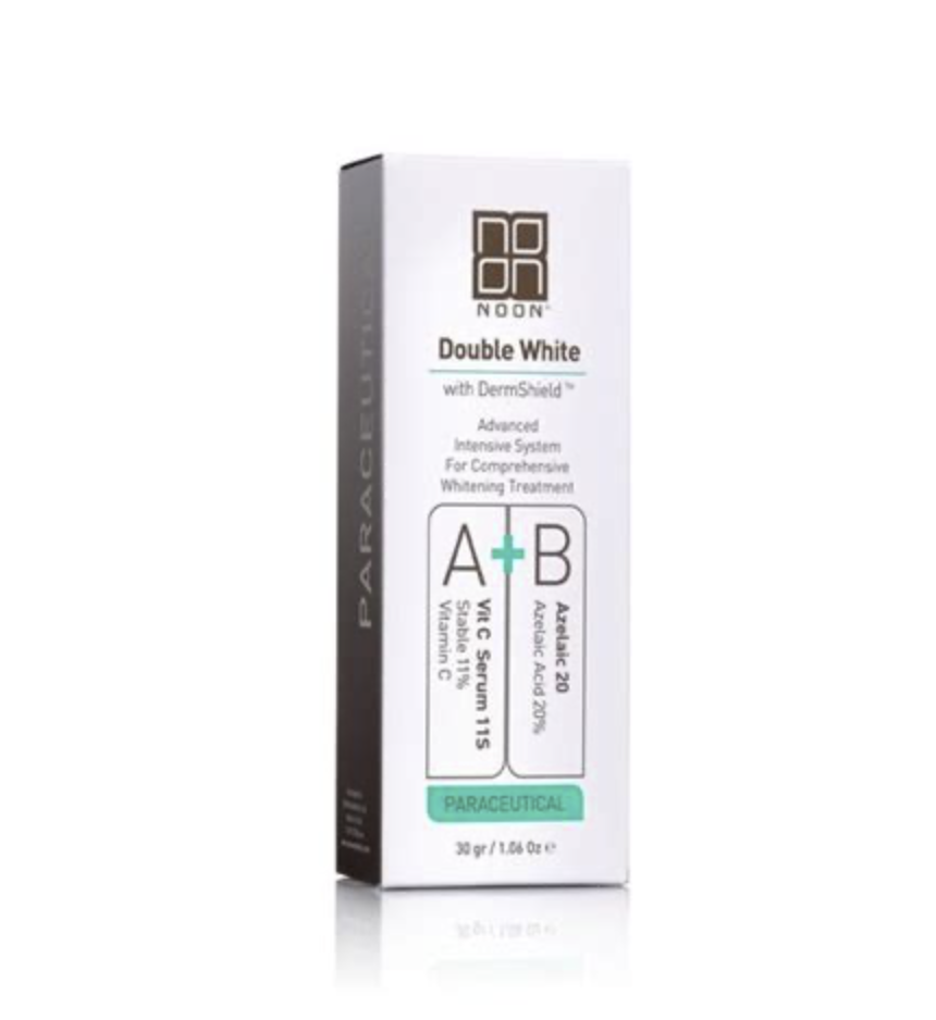 <p>NOON's <span style="color: rgb(67, 56, 49); font-size: 16px">Double White is designed to reduce the appearance of all types of hyperpigmentation, including melasma, sunspots, age spots, and post-inflammatory hyperpigmentation.</span></p>
