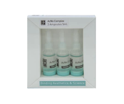 <p><span style="color: rgb(67, 56, 49); font-size: 16px">The AcNo Complex reduces the oiliness of the skin, decreases redness and inflammation, replenishes hydration and moisture levels, and helps to soothe and calm the skin. 3 ampules (5mL each). </span></p>