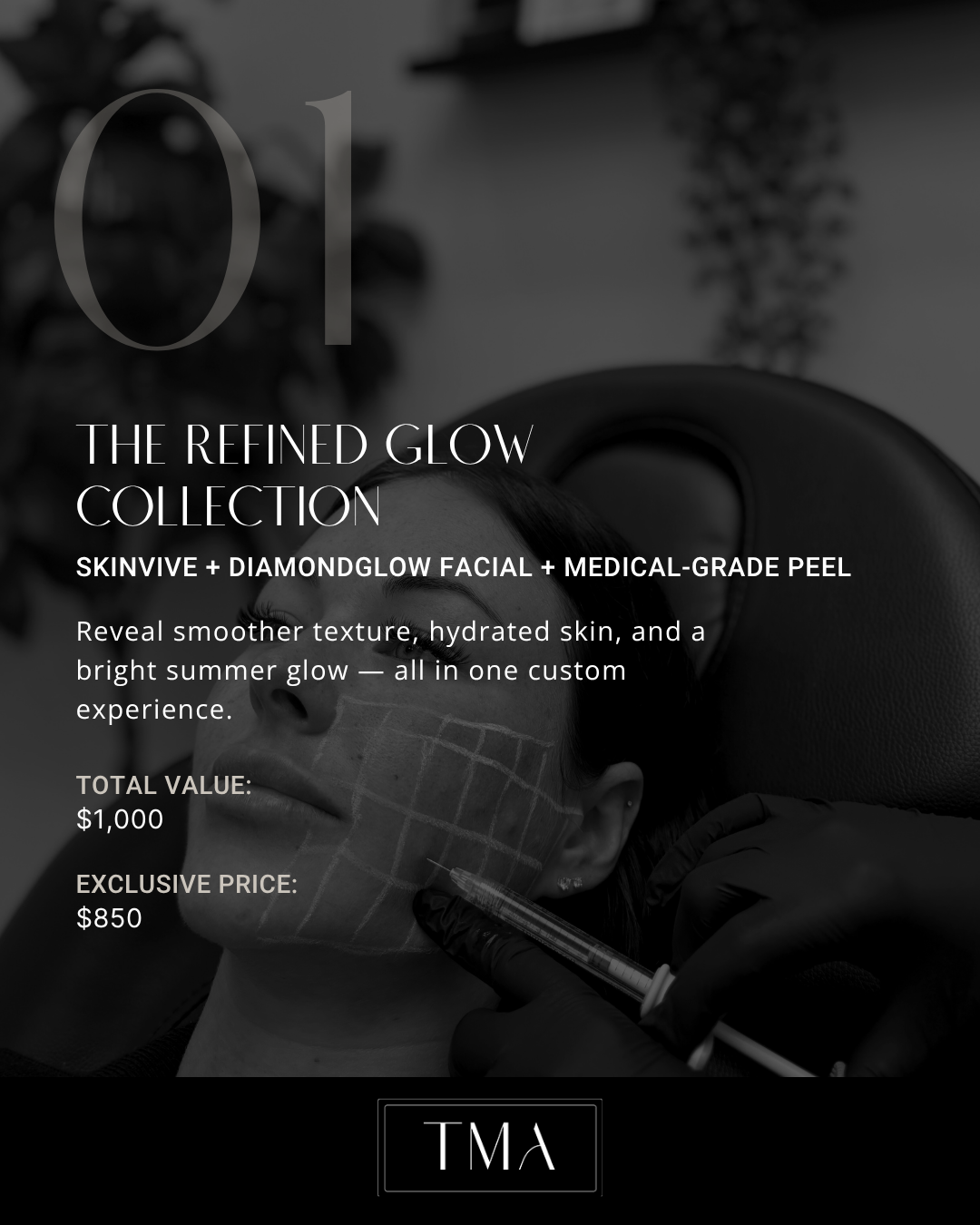 <p>SKINVIVE + DIAMOND GLOW FACIAL + MEDICAL GRADE CHEMICAL PEEL</p>