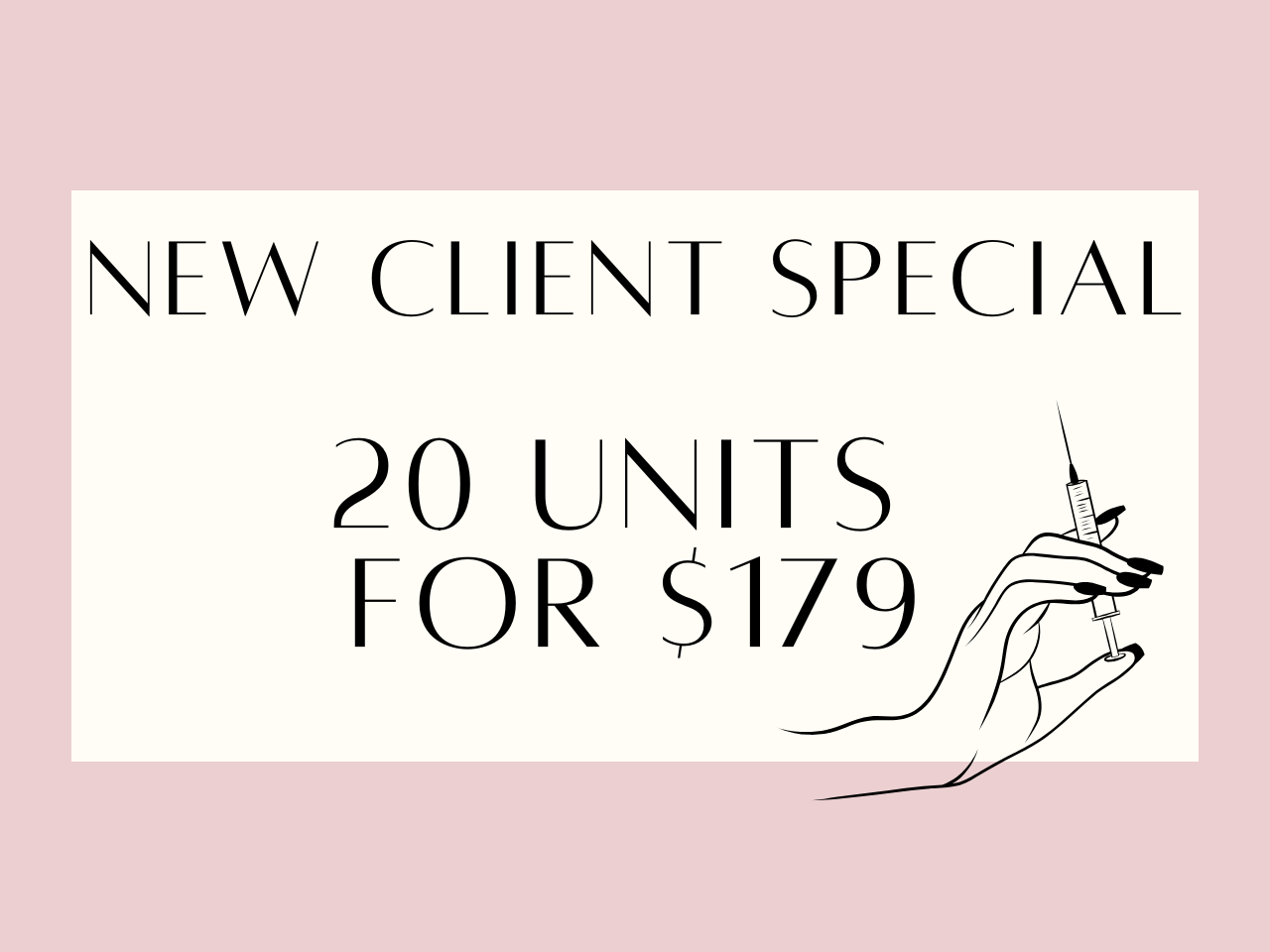 <p>New client special! 20 units for $179!</p>