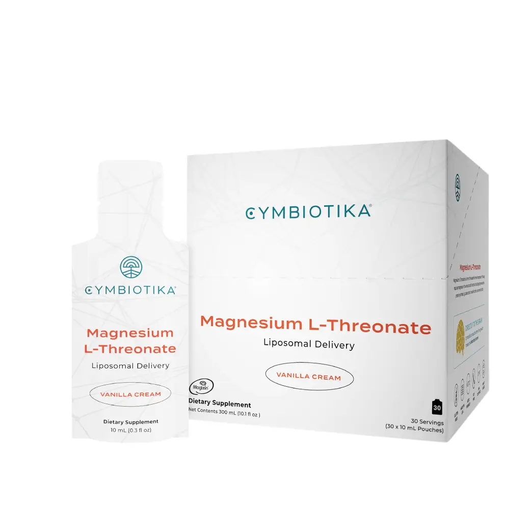 <p><span style="color: rgb(51, 51, 51)">Cymbiotika’s Liposomal Magnesium L-Threonate dietary supplement was developed by a team of scientists at MIT which has been shown to increase brain magnesium levels much higher than any other form of magnesium. Magnesium is an essential mineral that is required for 80% of the body’s metabolic functions. This magnesium supplement can help address one of the most common health conditions. In the United States, approximately 65% of all adults are magnesium deficient.   1 pouch (10 mL) daily* 30 pouches per container Squeeze the entire contents of the pouch directly into your mouth or stir into your favorite beverage.</span></p>